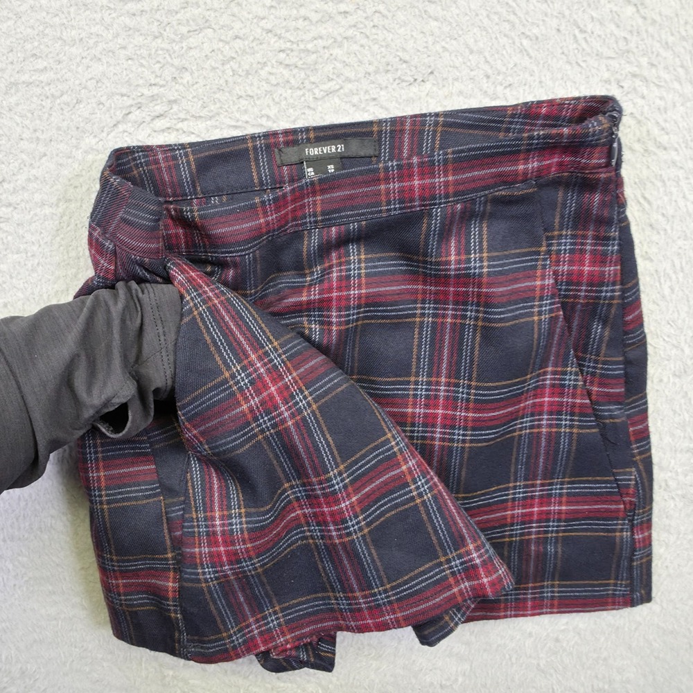 Plaid Mini‎ Skort Womens XS Blue Red Tartan Skirt Short Schoolgirl Academia Y2K - Picture 4 of 12